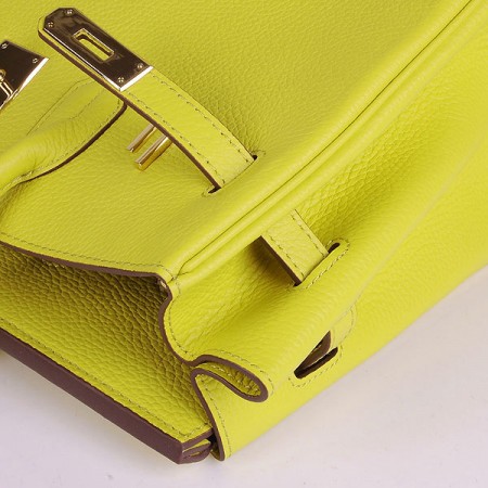 Hermes 6089 Birkin 35CM Tote Bags Lemon Clemence Leather Gold